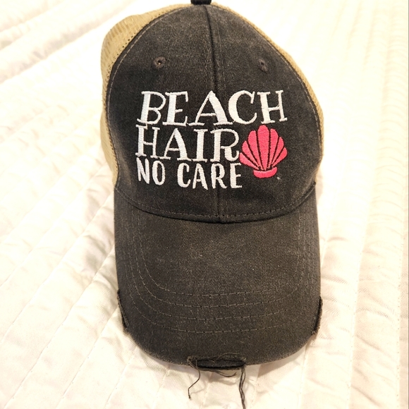 piper lou Accessories - Beach Hair Don't Care distressed Trucker Hat - Piper Lou